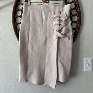 Jonathan Simkhai pink jacquard knit pencil skirt, knit ribbon detail sz L